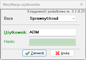 Okno logowania